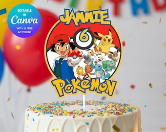 Pokémon Birthday Cake Topper | Kids Party Decoration (Digital File)
