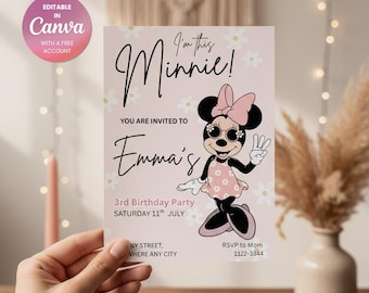 Editable Minnie Mouse 3rd Birthday Invitation (Digital Download)