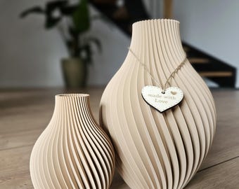 Moderne Design-Vase (3D Druck) – gerillte Spiral-Vase aus PLA – minimalistische Deko