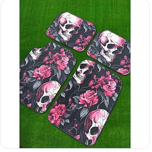 Rose and Skull Car Mats: Gothic Halloween Car Accessory