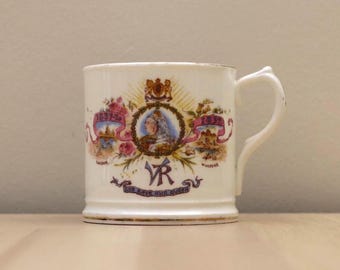 Antique Queen Victoria Diamond Jubilee Mug 1897 English Commemorative Memorabilia Gift