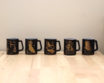 Federal Glass Zodiac Mugs, 1960s