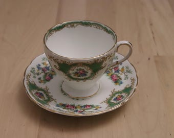 Foley Bone China Teacup and Saucer, Broadway Pattern