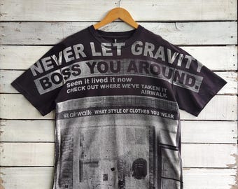 Vintage DISTRESSED Airwalk Skateboarding T-Shirt Airwalk Tees Airwalk Jumper Airwalk Pullover Printed Logo Black Color Men's Fit M