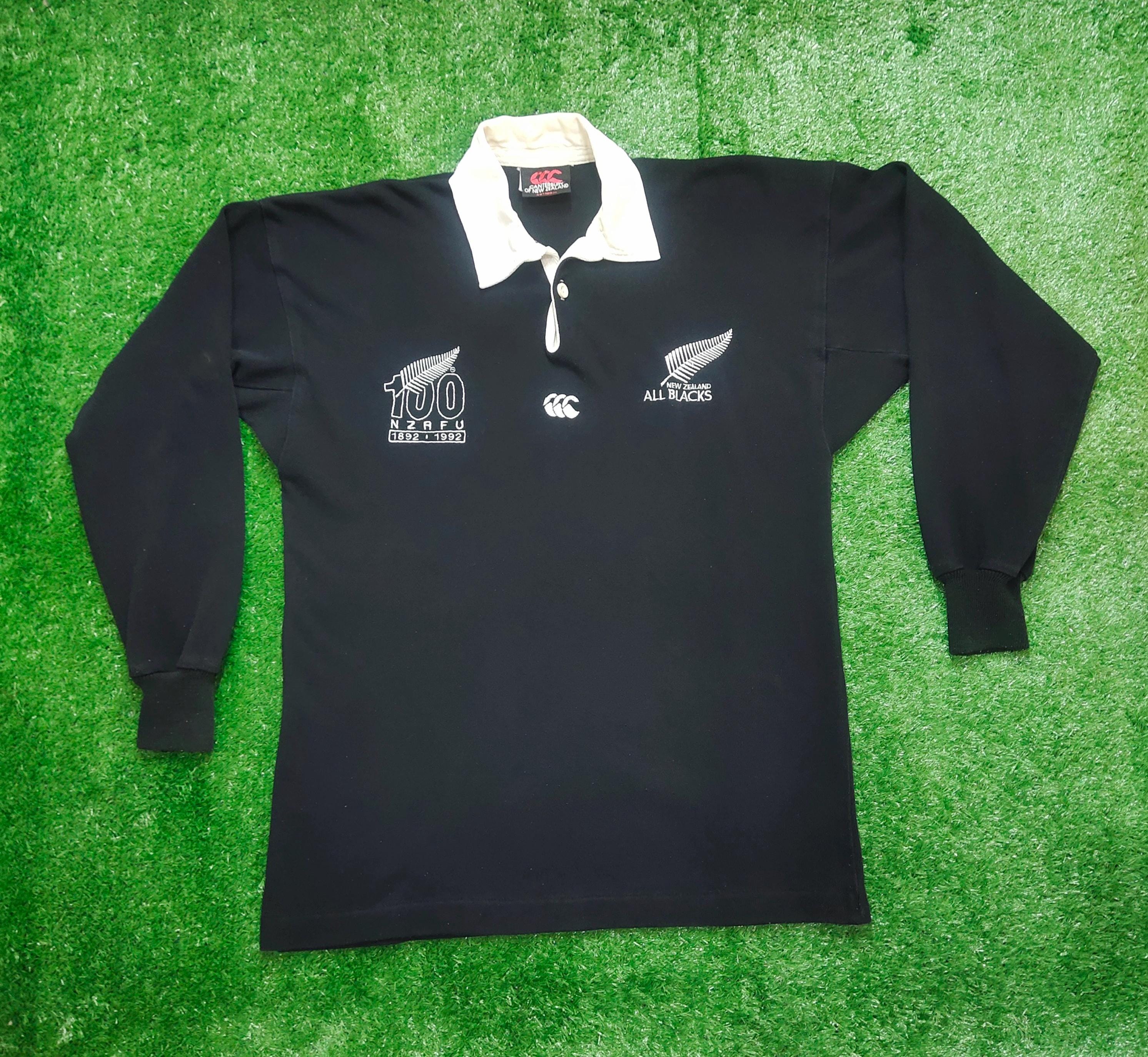 90s Canterbury ALL BLACKS L ニュージーランド製 L RARE Vintage 90s Distressed Canterbury New Zealand All Blacks 100