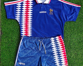 Vintage 90s Distressed France No.14 Zinedine Zidane Football Jersey France T Shirt France Tees Embroidery Logo Blue Color Men's M