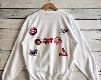 Vintage 90s Budweiser Sweatshirt Budweiser Crewneck Budweiser Pullover Budweiser Sweater Budweiser Jumper Printed Logo White Color Men's M
