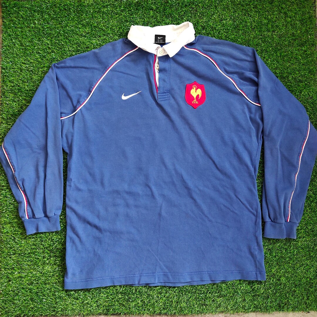 Vintage DISTRESSED France Rugby Union Shirt Long Sleeve Jersey France ...