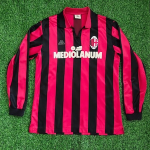 Vintage 80s DISTRESSED AC Milan No. 10 Van Basten Gullit Football Jersey AC Milan T Shirt Ac Milan Tees Embroidery Logo Red Color Men&#39;s M