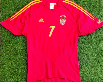 Vintage Spain No. 7 Raul Football Jersey Spain T Shirt Spain Tees Spain Jumper Embroidery Logo Red Color Men's Fit M