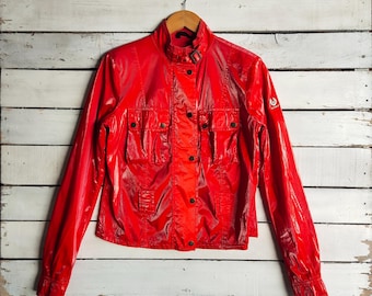 Chaqueta Belstaff vintage con cremallera completa, jersey Belstaff, suéter Belstaff, top corto Belstaff, insignia con logotipo, color rojo, talla S para mujer