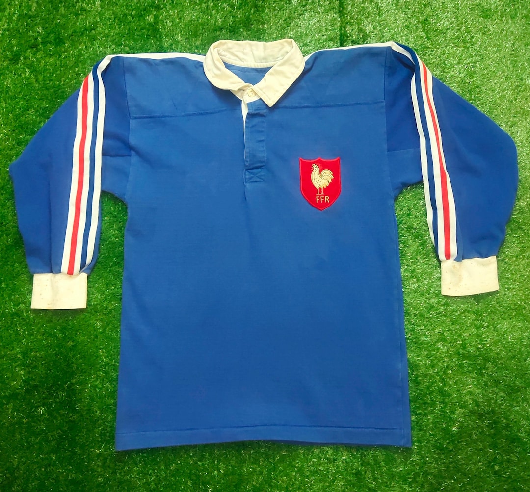 Vintage 80s DISTRESSED France Rugby Union Shirt Long Sleeve Jersey ...