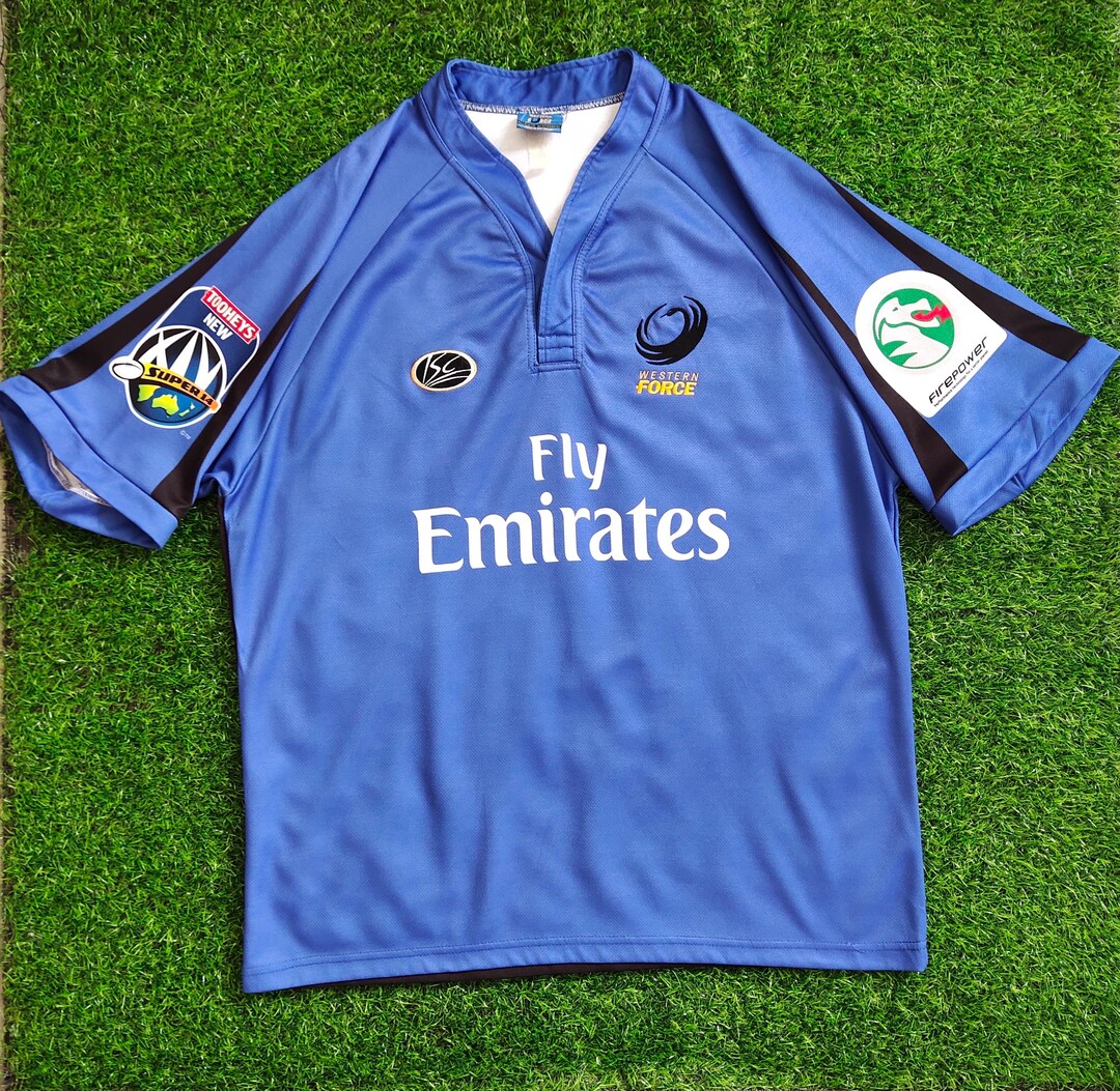 DYNASTY　スポーツシャツ　半袖　ラグビー　ウェスタン・フォース　ブルー Vintage Western Force ISC Super 14 Rugby Australia Short Sleeve