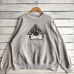 Vintage 90s Distressed Harley Davidson Sweatshirt Harley Crewneck Harley Pullover Harley Sweater Embroidery Logo Gray Color Men&#39;s XL