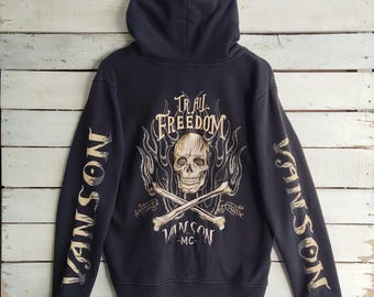 Vanson Vanson Leather Skulls Spellout Hoodie Zipper Size L - Etsy