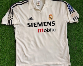 Camiseta de fútbol vintage del Real Madrid número 5 de Zinedine Zidane, camiseta del Real Madrid, camisetas del Real Madrid con logotipo bordado, color blanco, para hombre M