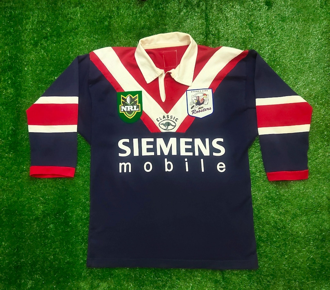 RARE Vintage 90s Distressed NRL Sydney Roosters Half Sleeve Rugby by ...