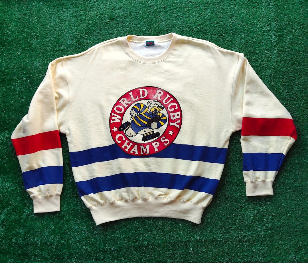 Vintage 90s Distressed World Rugby Champs Sweatshirt Rugby Crewneck ...