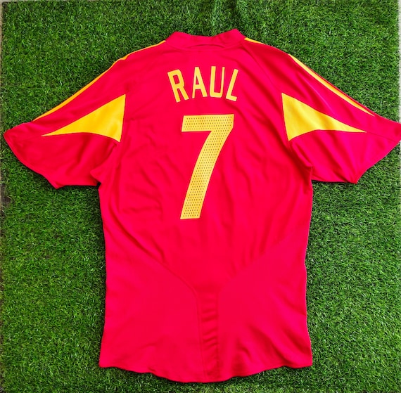 Vintage Spain No. 7 Raul Football Jersey Spain T Shirt Spain Tees