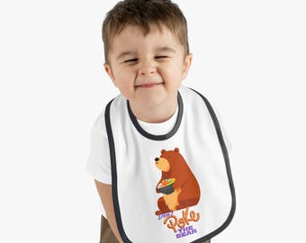 Don't Poke the Bear Baby Lätzchen | Süßer Bär im Poke Bowl Design | Lustiges Baby Lätzchen | Baby-Duschen-Geschenk | Neugeborenen Essentials | Baby Accessoires