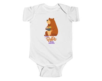 Don't Poke the Bear Baby Onesie | Cute Bear w/ Poke Bowl Design | Bear Graphic Infant Bodysuit | Baby Shower Gift | Animal Lover Apparel