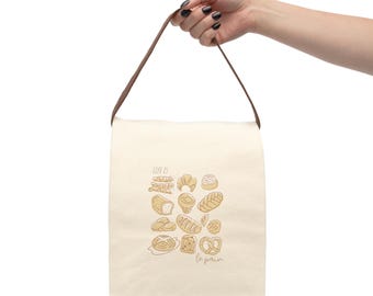 Life is Le Pain Canvas Lunch Box | Stylish Canvas Bread Lunch Bag | Eco-Friendly Lunch Tote | Picnic Bag | Food Carrier | Reusable Lunch Bag