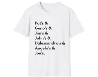 Philly Cheesesteak T-Shirt | Famous Philadelphia Cheesesteak Shops | Philly Food Lover Gift | Philadelphia Pennsylvania Shirt | Gift for Him