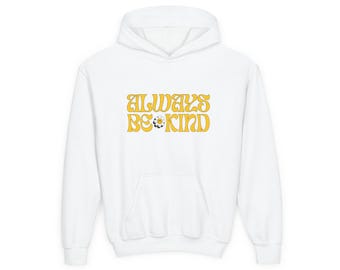 Always Be Kind Kids Hoodie | Retro-Style Kindness Message | Youth Hooded Sweatshirt | Motivational Pullover | Cozy Hoodie for School