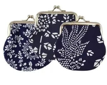 Darling Change Purse: Navy and White with Metal Jaw