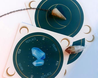 Crystal Moon Pendulum Board Card Set: Blue Crystal Divination