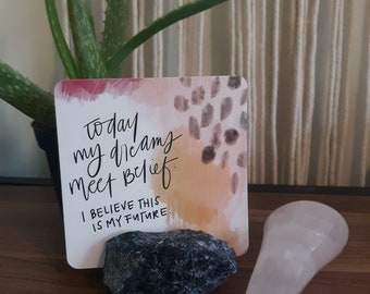 Natural Stone Card of the Day Holder | Howlite | Obsidian | Orange Calcite | Quartz | Rose Quartz | Sodalite | Sacred Space Decor