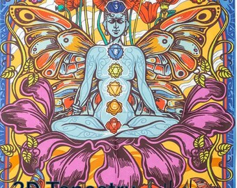 Chakra Butterfly Tapestry: 3D Spiritual Wall Hanging for Sacred Space