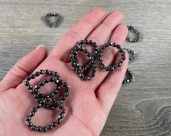 Natural Gemstone Hematite Stack Ring Stretchy size 6+