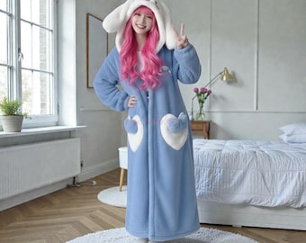Pijama de forro polar coral extragrueso, mono/camisón unisex de invierno, ropa de dormir