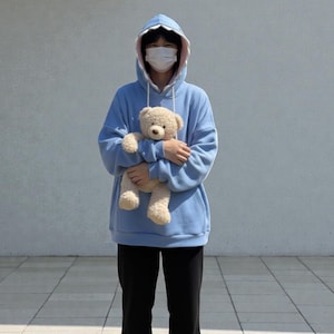 Bluza z kapturem Shark Patchwork: luźna bluza polarowa