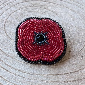Indigenous Beaded Poppy Pin for Remembrance Day