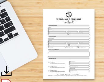 Editable Wedding Officiant Contract Template: Customizable Service Agreement (Canva Editable, Digital Download