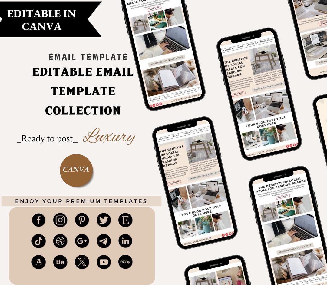Pure Collection Emails Editable Email Template Collection | Business Emails | Beige Design ...
