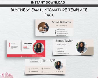 Business Email Signature Template Pack | Professional Email Signature | Customizable Templates for Outlook | Gmail