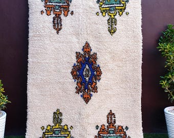 amazigh symbol rug :Handmade Authentic-vivid color rug-Cozy wool carpet-moroccan sheep wool-berber artisan craft-amizing moroccan