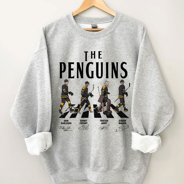 Penguins Walking Abbey Road Signatures Camiseta de hockey sobre hielo, Erik Karlsson, Sidney Crosby, Evgeni Malkin, Jarry, Pittsburgh Vintage