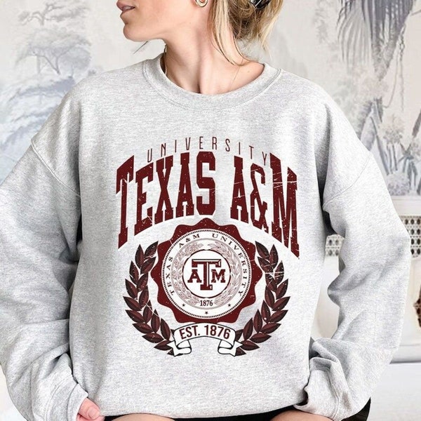 Vintage style Texas A.M University Sweatshirt, Texas A.M University Shirt, Texas A.M College Shirt, Texas A.M University Sweatshirt