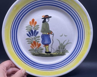 カンペール・アンリオ、フランス セラミック、手描きのサラダプレート