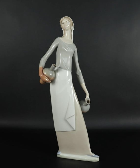 Lladro Nao Figurine #4875 Tall Girl With Two Water Jugs – Spain
