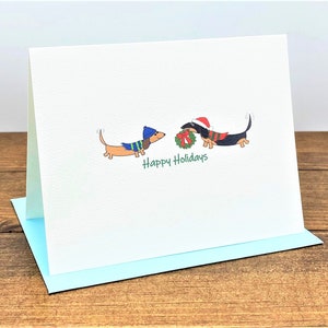 Tarjetas navideñas con forma de perro salchicha y corona (juego de 10)