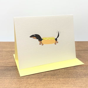 Dachshund Dressed as Hot Dog Note Cards Black/Tan set of 10 Blank