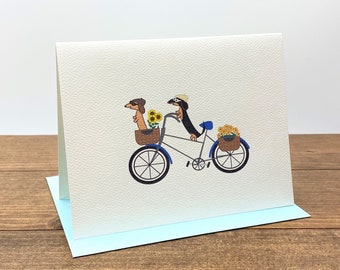 Dachshunds On Bicycle Note Cards (set of 10)