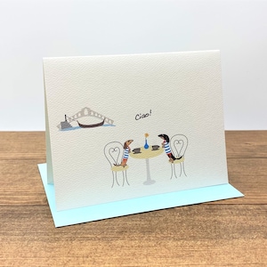 Dachshunds en Venice Cafe - Tarjetas de notas (juego de 10)