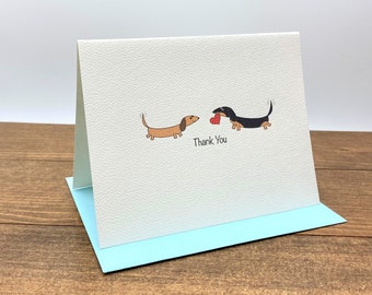 Dachshund Thank You Cards With Heart - Set of 10