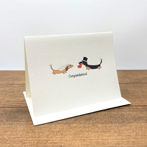 Dachshund Bride and Groom Engagement. Bridal Shower. Wedding Thank You Cards Set of 10 image 3